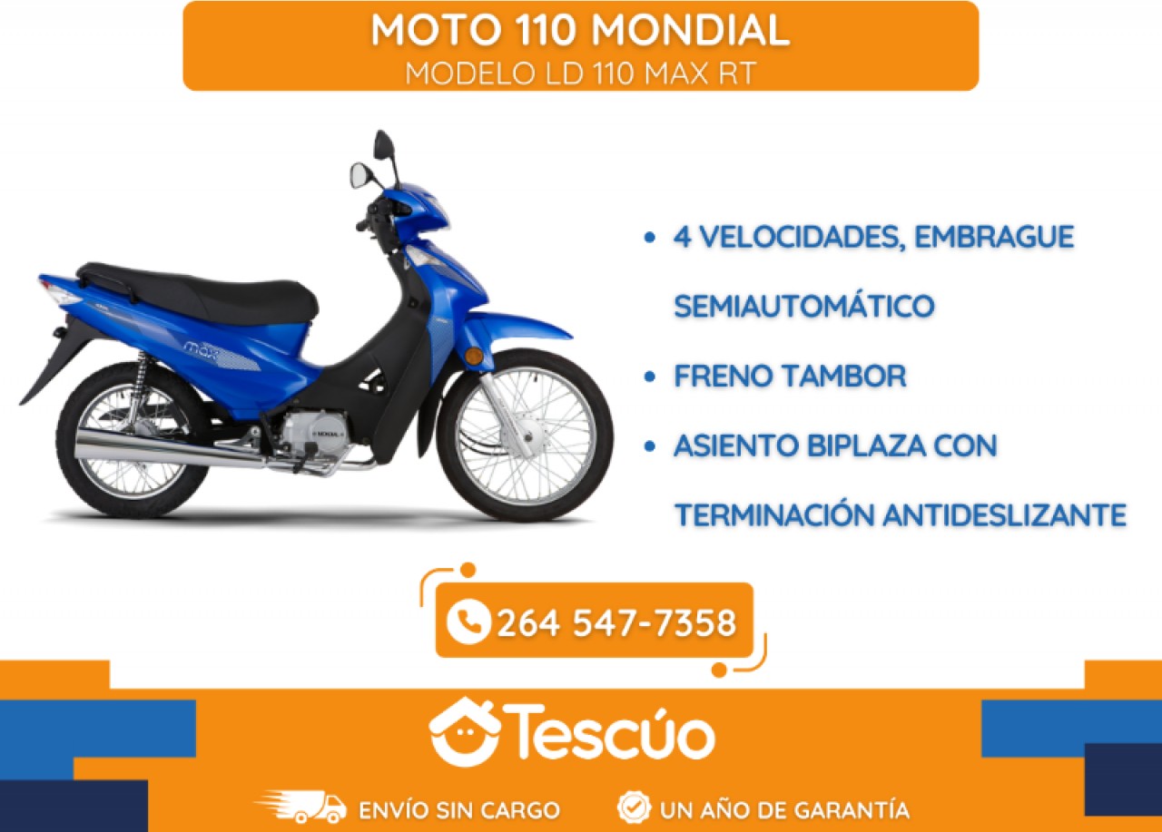 Moto 110 Mondial Ld 110 Max Rt- Envio Gratis- Credito Solo Con Dni