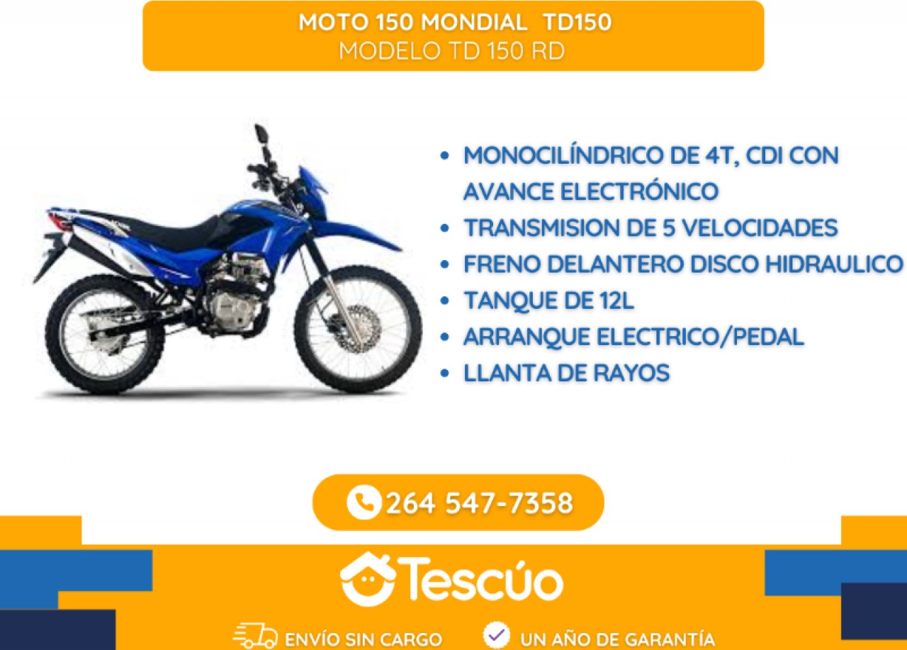 Moto 150 Mondial Rd 150 - Envíos Sin Cargo- Credito Solo Con Dni
