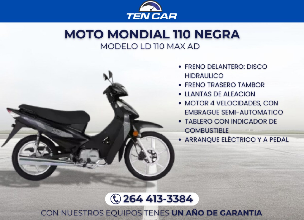 Moto Mondial Ld 110 Ad Negra - Llevala Solo Con Tu Dni- ( Somos Ten Car)