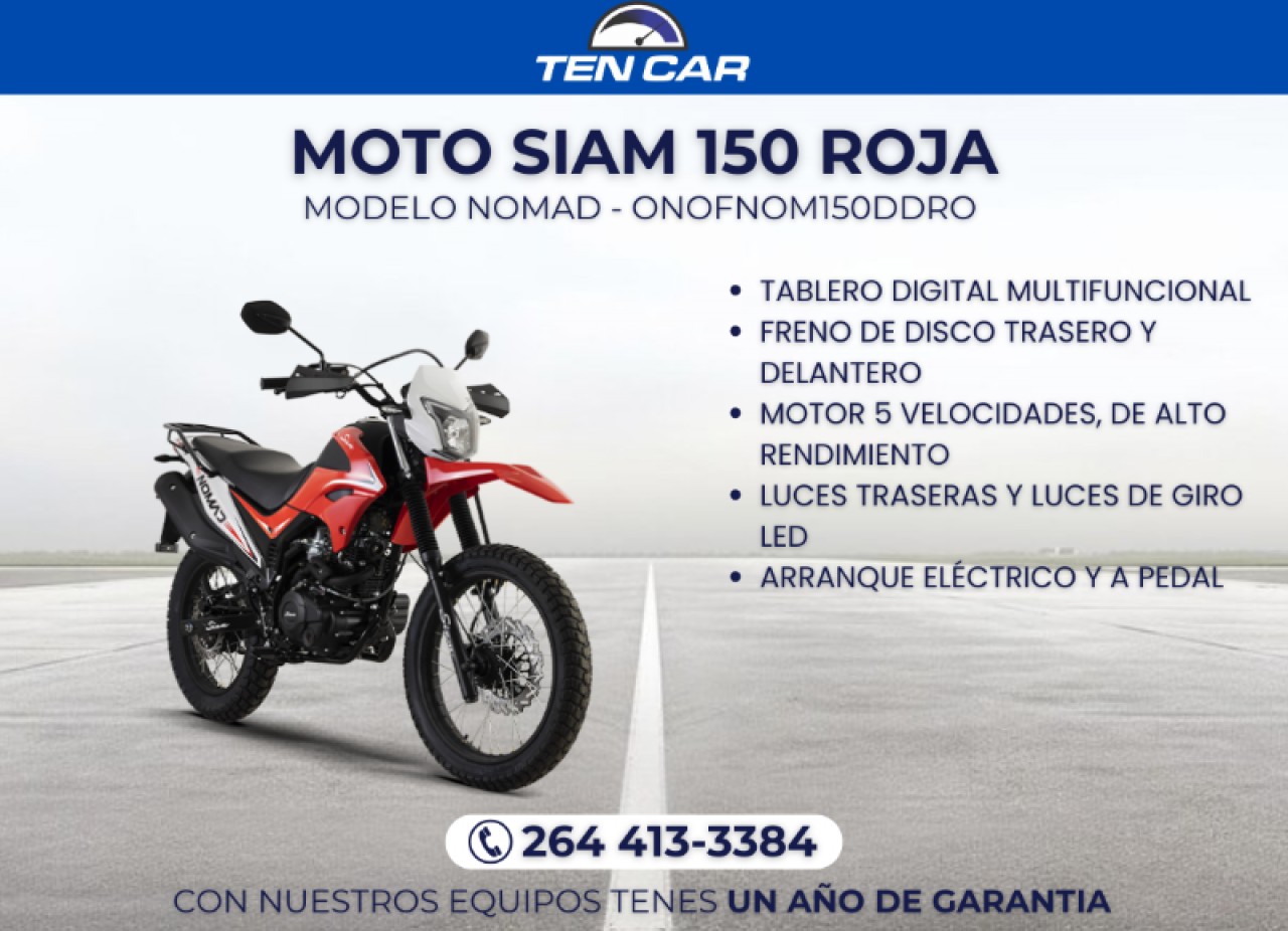 Moto Siam 150 Nomad Rojo-llevala Solo Con Tu Dni- ( Somos Ten Car )
