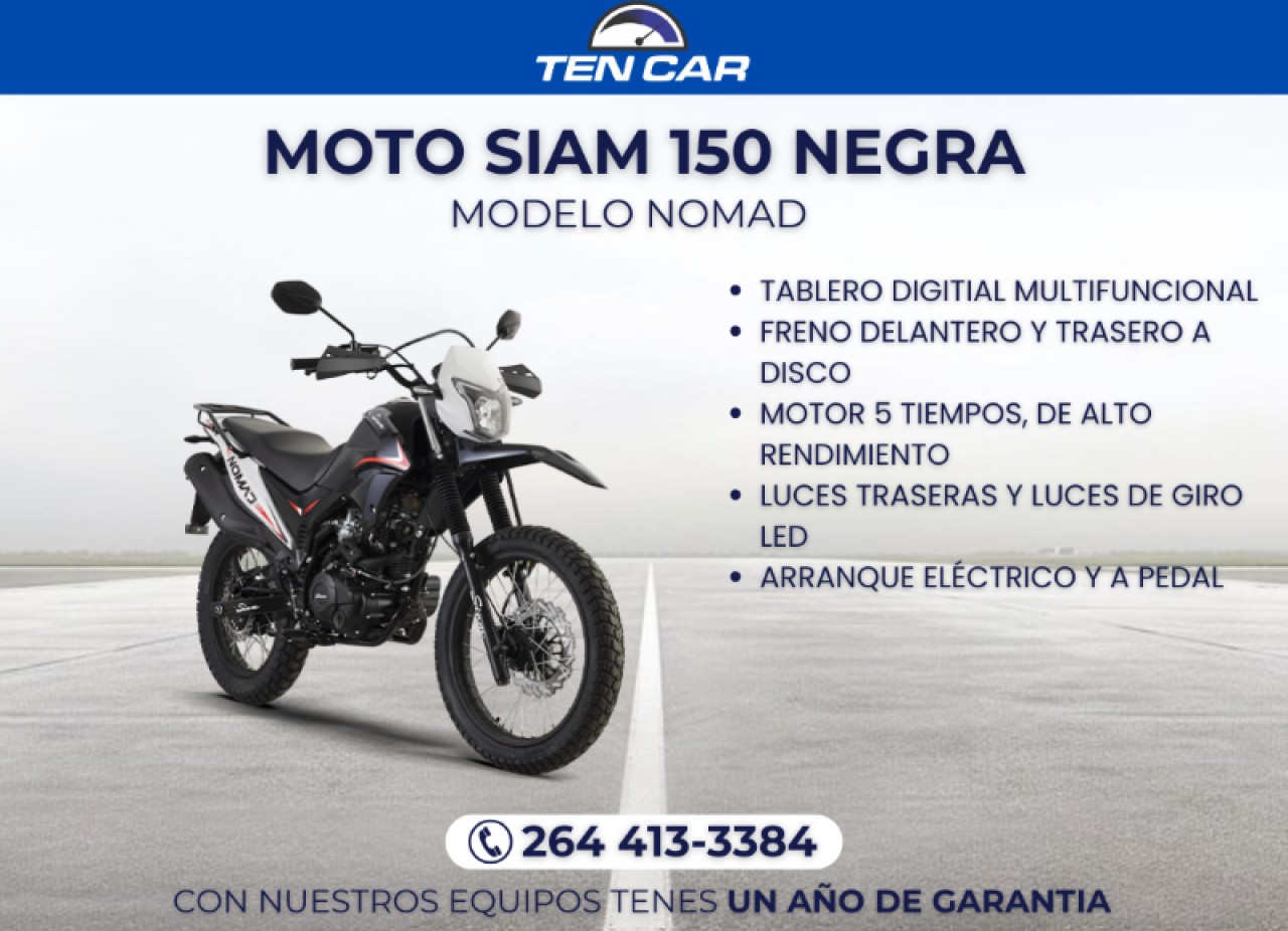 Moto Siam 150 Nomad (negra) - Llevala Solo Con Tu Dni - ( Somos Ten Car )