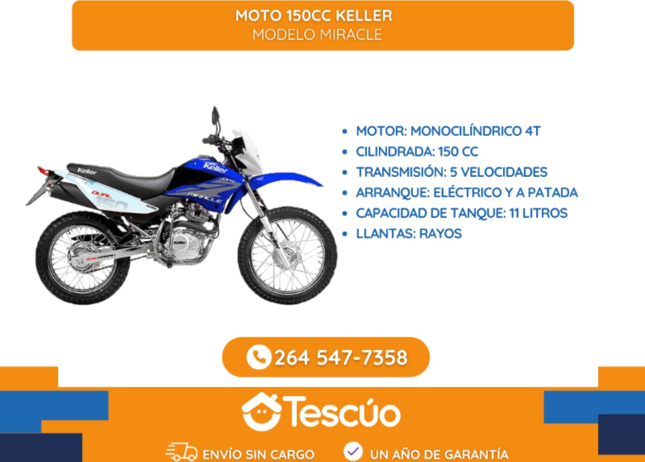 Moto 150cc Keller Miracle- 1 Año De Garantia- Credito Solo Con Dni