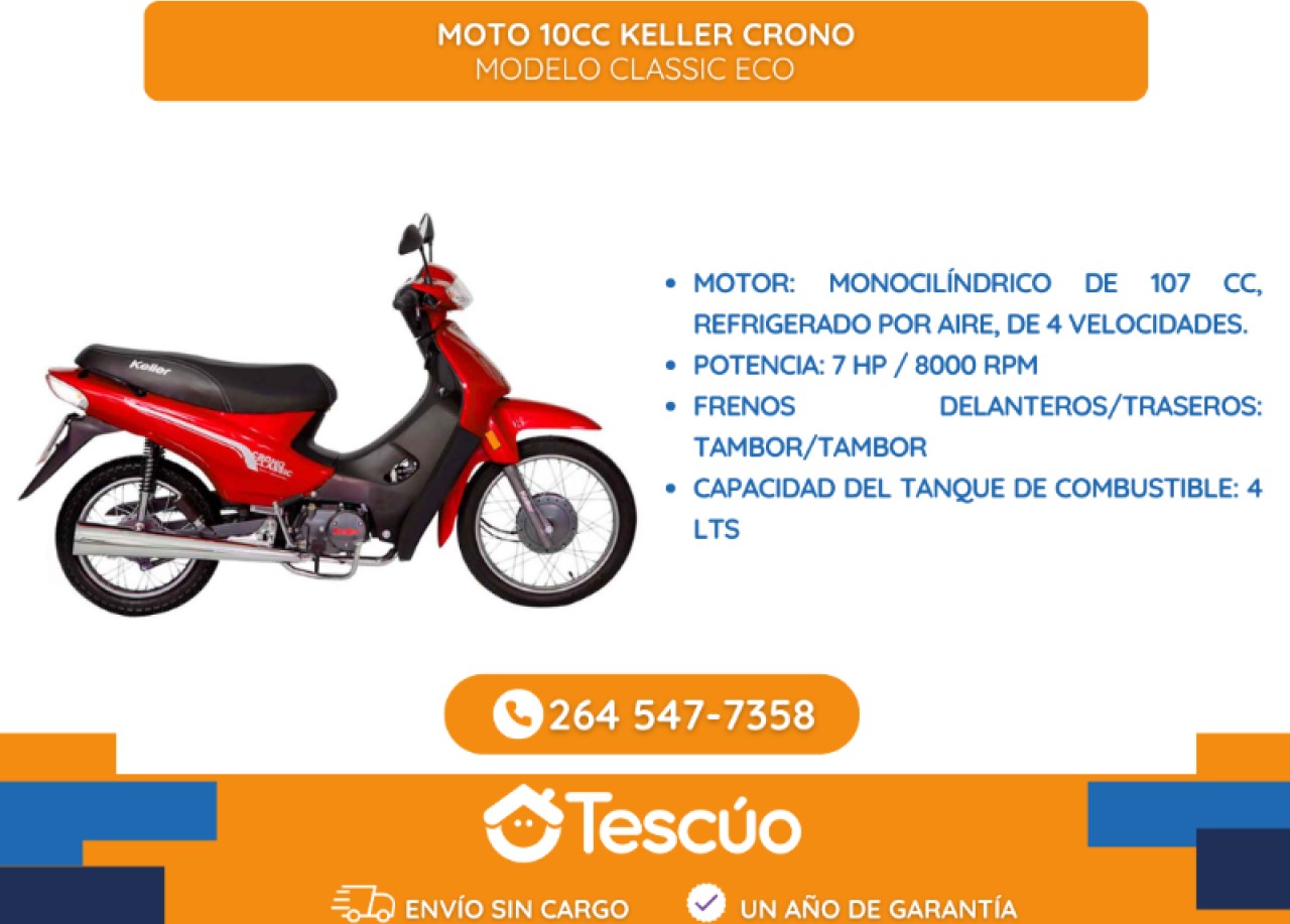 Moto 110cc Keller Crono Classic Eco - Credito Solo Con Tu Dni