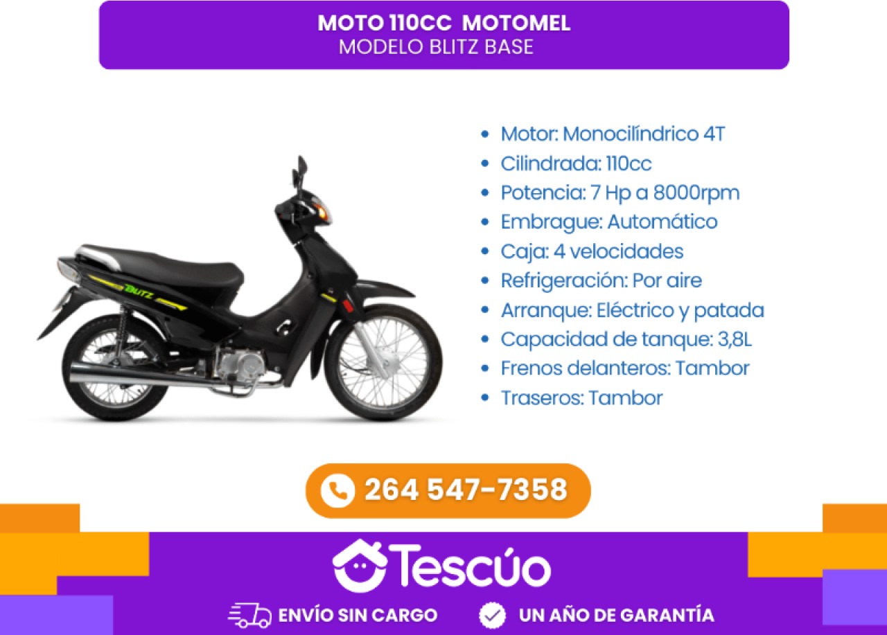 Moto 110 Motomel Blitz Base - Envíos Sin Cargo -credito Solo Con Dni