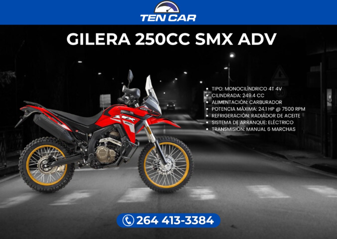 Moto Gilera 250cc Smx Adv - Llevala Solo Con Tu Dni - (somos Ten Car)