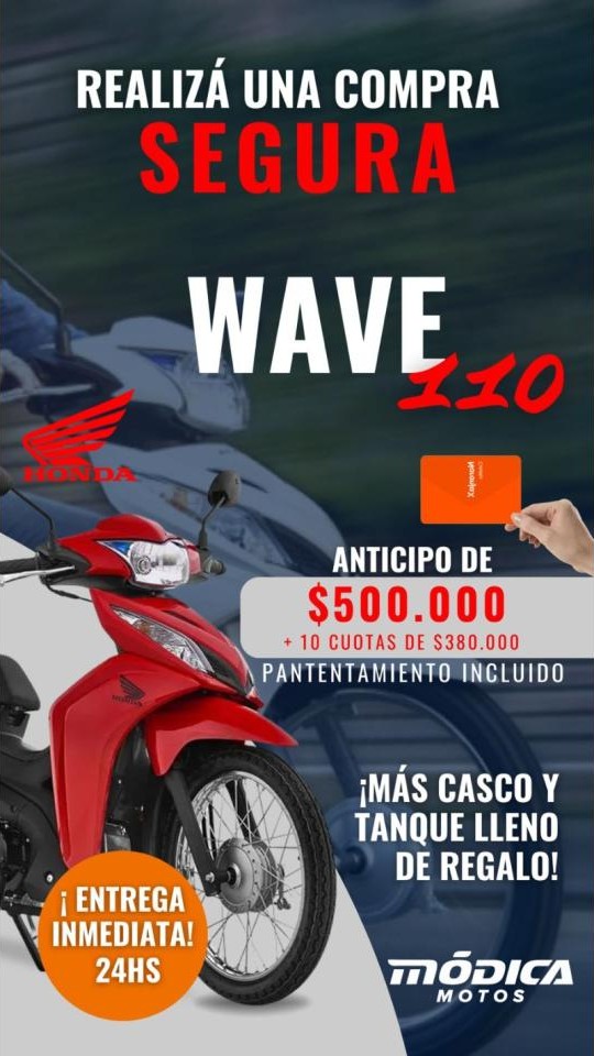 Honda Wave 110s En Promocion - Patentada Con Casco Y Tanque Lleno De Regalo - 2026 0km