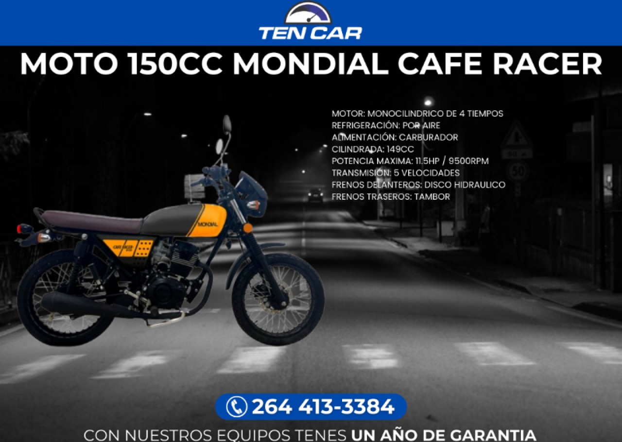 Moto 150cc Mondial Cafe Racer - Llevala Solo Con Tu Dni - (somos Ten Car)