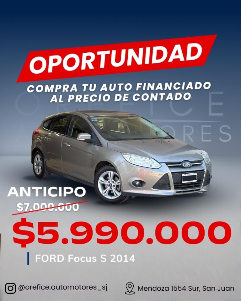 Ford Focus S - Anticipo $5.990.000 Y Resto Financiado