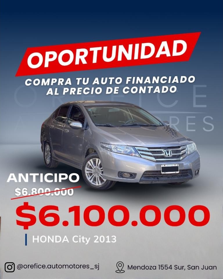 Honda City Exl Mt 2013 - Anticipo $6.100.000 Y Resto Financiado