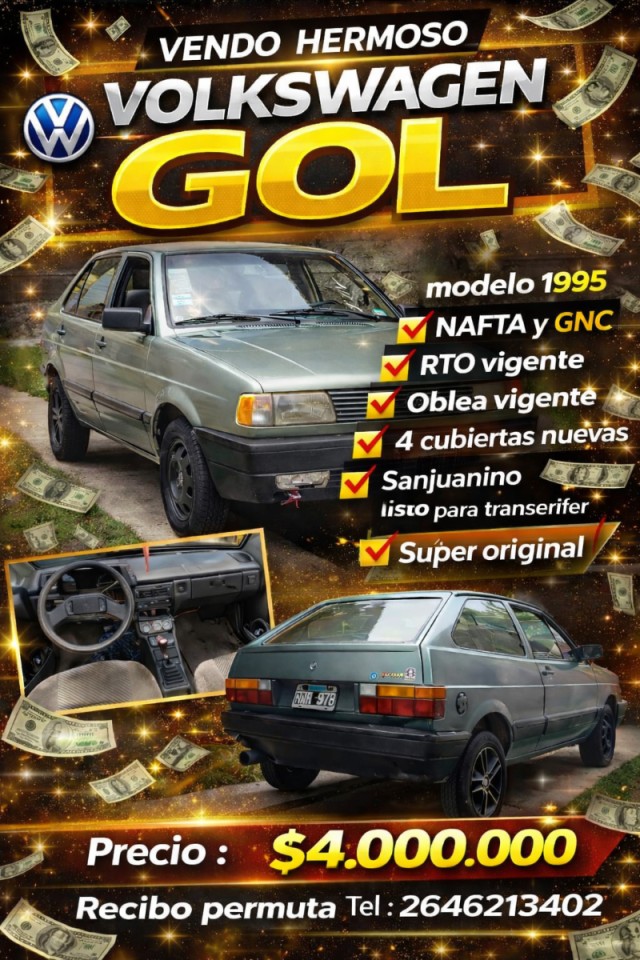 Hermoso Volkswagen Gol M9d 1993 Nafta Y Gnc Listo Para Transferir