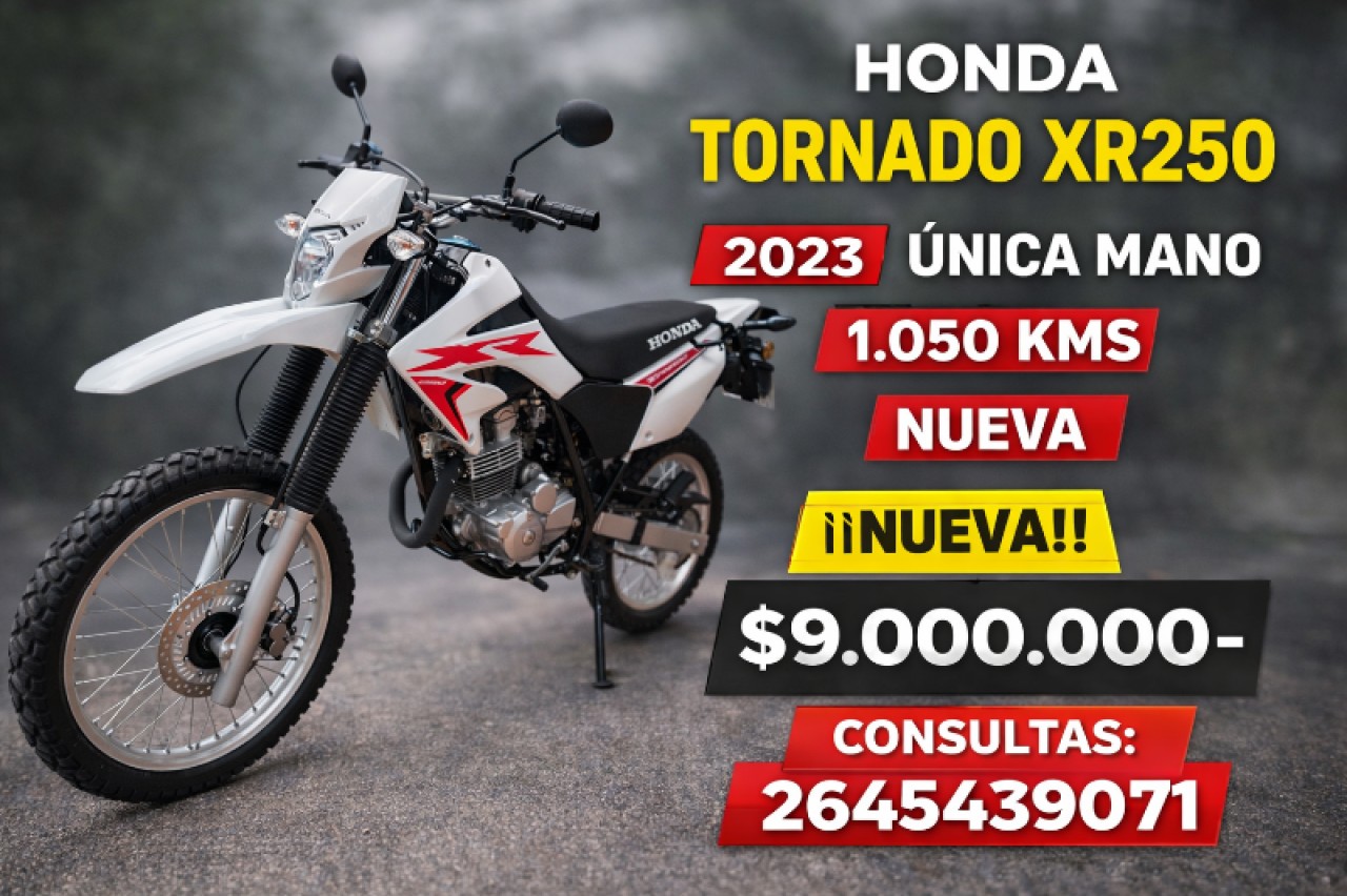 🌪️  Honda Tornado Xr250 ((2023)) 1.050kms - Única Mano - Nueva ‼️