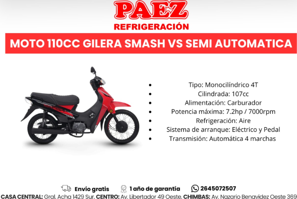 Moto 110cc Gilera Smash Vs Semi Automatica