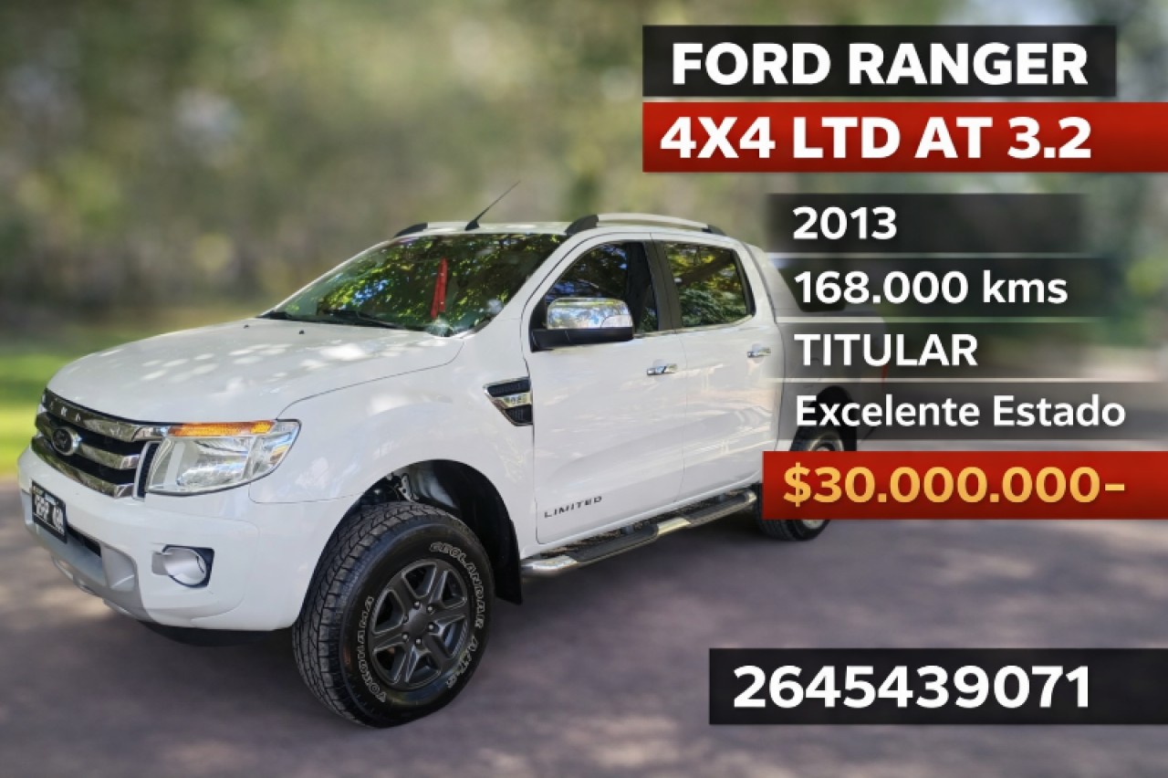💎 Ford Ranger 4x4 Ltd At 3.2d ((2013)) - 168.000 Kms - Titular - Excelente Estado ‼️