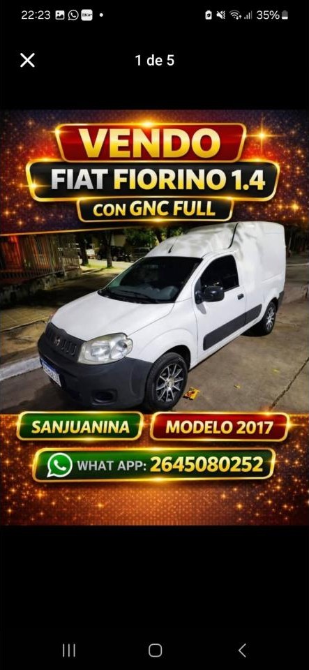 Fiat Fiorino 2017 Nafta Gnc Full. Muy Buenas Condiciones Recibo Permutas