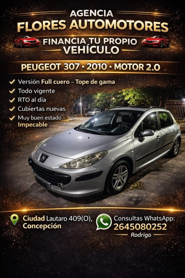 Peugeot 307 2.0 Full 2010 Cuero,impecable Estado Recibo Permutas