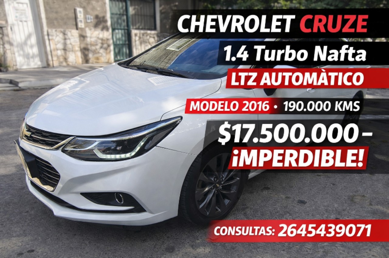 🔮 Chevrolet Cruze  1.4 Turbo Nafta  Ltz At (2016) ‼️