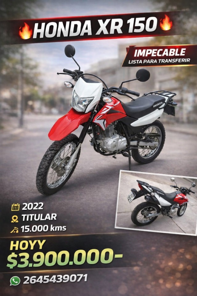 Hoy 🏍️ Moto Honda Xr 150 (2022) - Titular ‼️