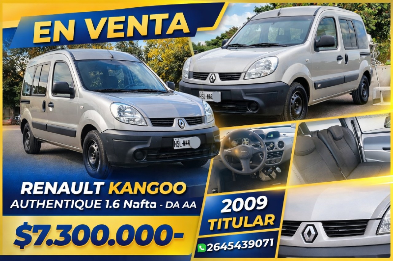 🔆 Renault Kangoo Authentique 1.6 Nafta 5 Asientos (2009) - Titular  Excelente Estado General ‼️