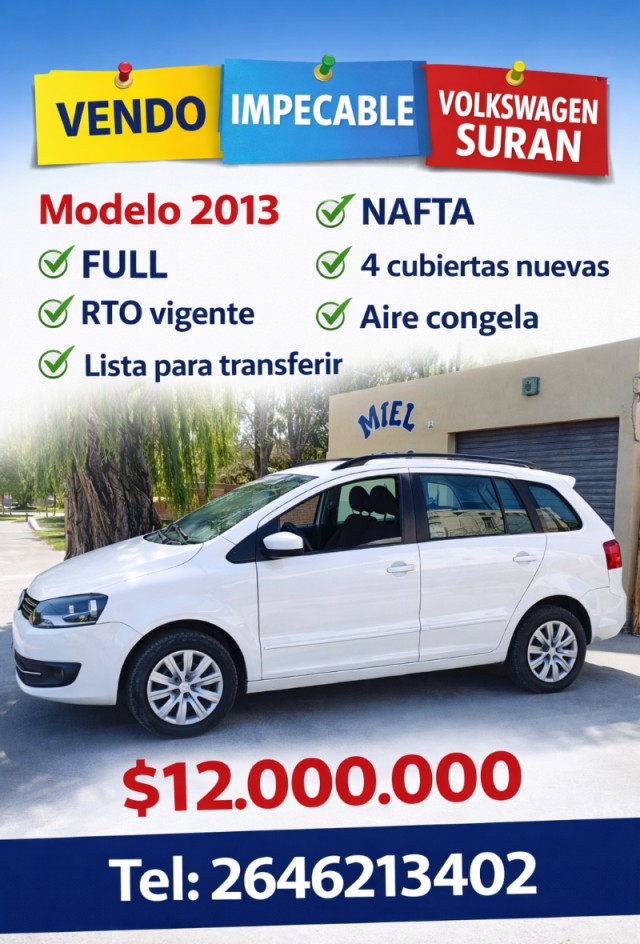 Volkswagen Suran Modelo 2013 Full Nafta Lista Para Transferir