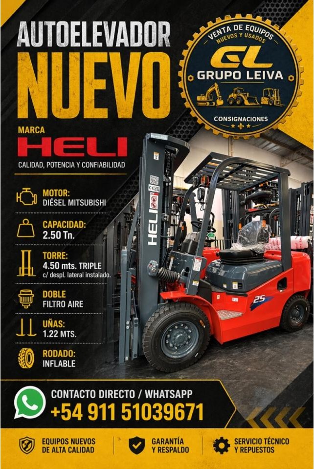 Autoelevador Heli 2500 Kg Diesel Motor Mitsubishi