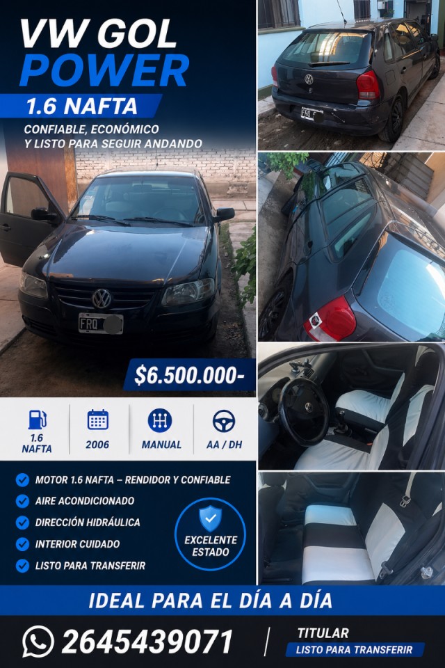 🟢 Volkswagen Gol Power 1.6 Nafta (2006) Aa / Dh - Excelente Estado ‼️