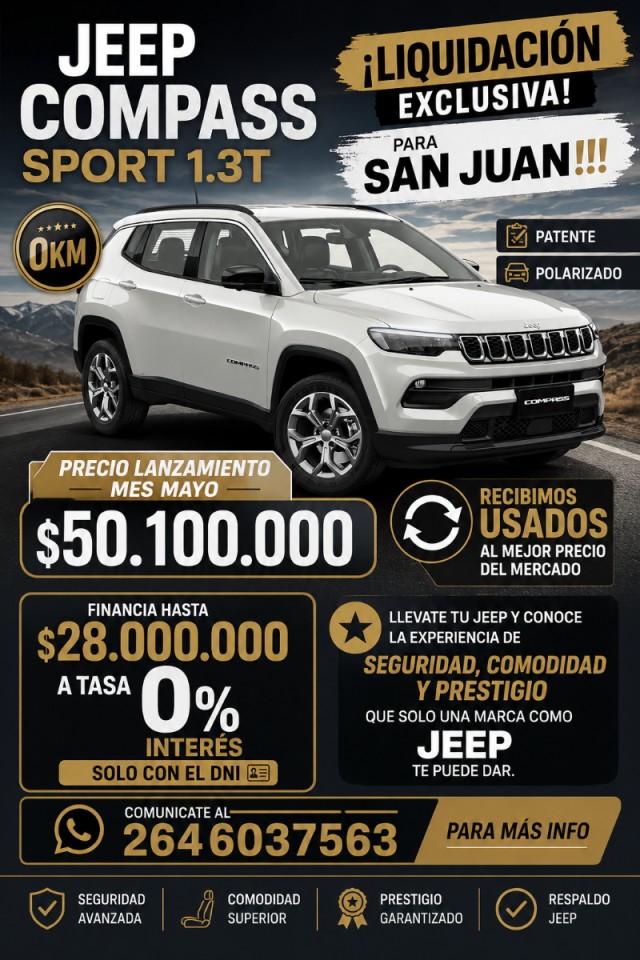 Jeep Compass Sport 1.3t At6 4x2 Liquido Ya