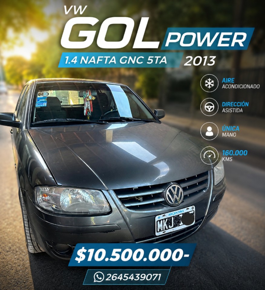 🟢 Vw Gol Power 1.4 Nafta Gnc 5ta Aire Dirección - única Mano (2013) Excelente Estado ‼️