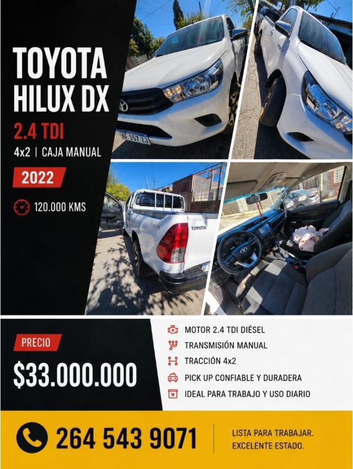 🔮 Toyota Hilux Dx 2.4 Tdi 4x2 Caja Manual (2022) ‼️