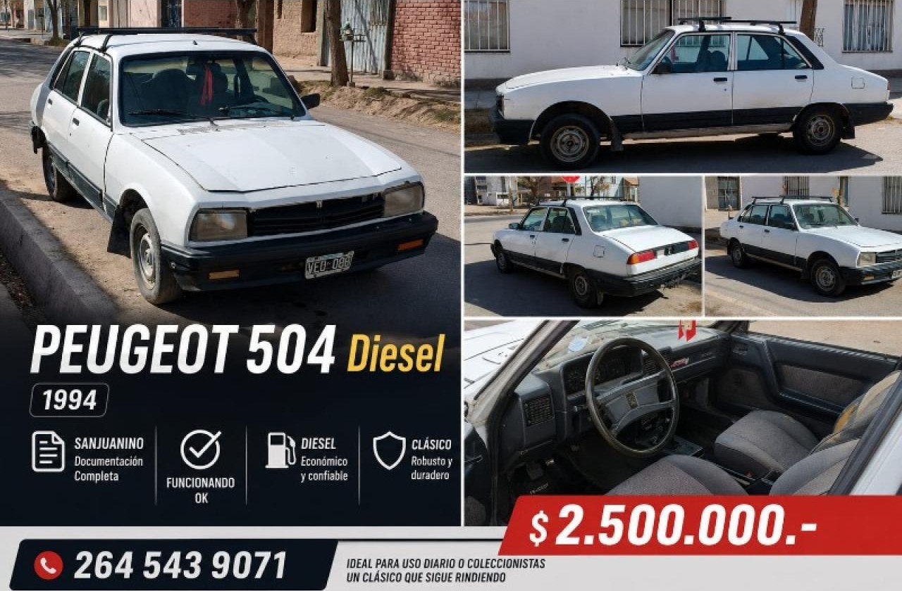 🔆 Peugeot 504 Diesel 1994 Sanjuanino Documentación Completa Funcionando 🆗 ‼️
