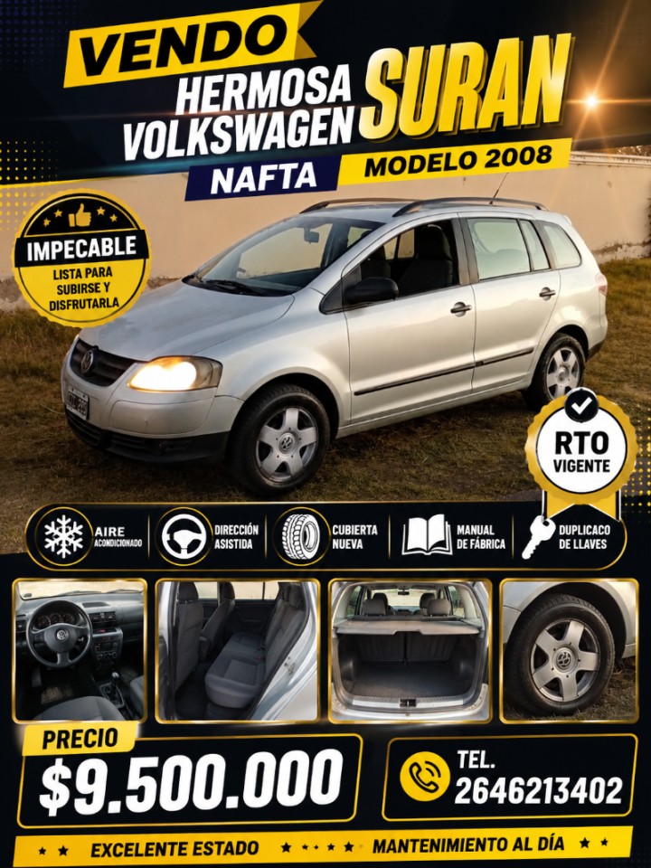 Vendo Impecable Volkswagen Suran Modelo 2008 Nafta Full