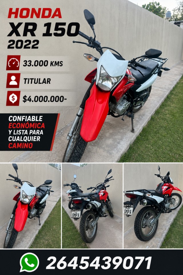 🏍️ Honda Xr 150 (2022) 33.000 Kms - Titular ‼️