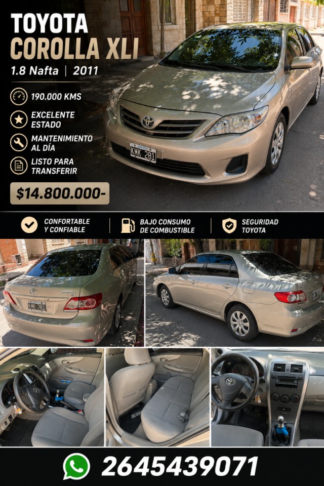 🔰 Toyota Corolla Xli 1.8 Nafta (2011) ‼️