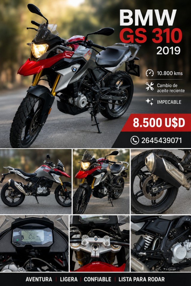 🏍️ Moto Bmw Gs 310 (2019) Cambio De Aceite Reciente - Impecable ‼️