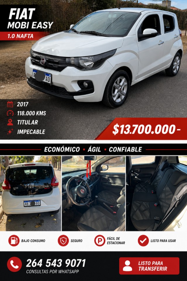  Fiat Mobi Easy 1.0 Nafta 2017 Titular Excelente Estado ‼️
