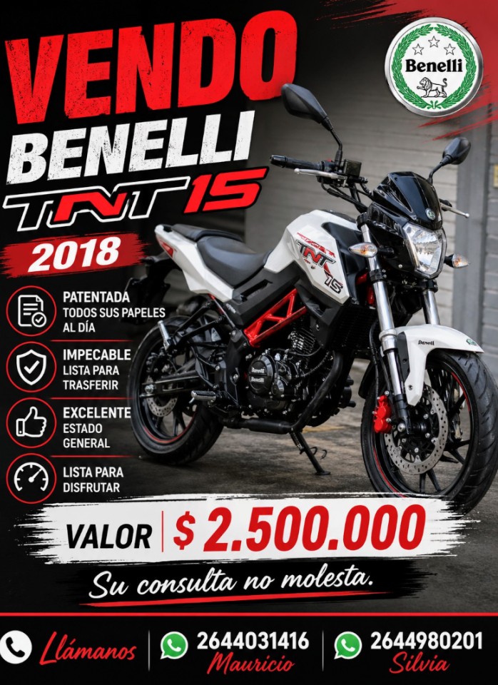 Benelli Tnt150 2018 Impecable. Charlable De Contado