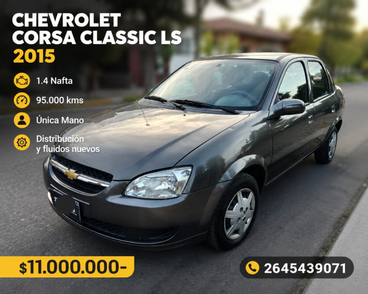 🪩 Chevrolet Corsa Classic Ls 1.4 Nafta (2015) Unica Mano ‼️