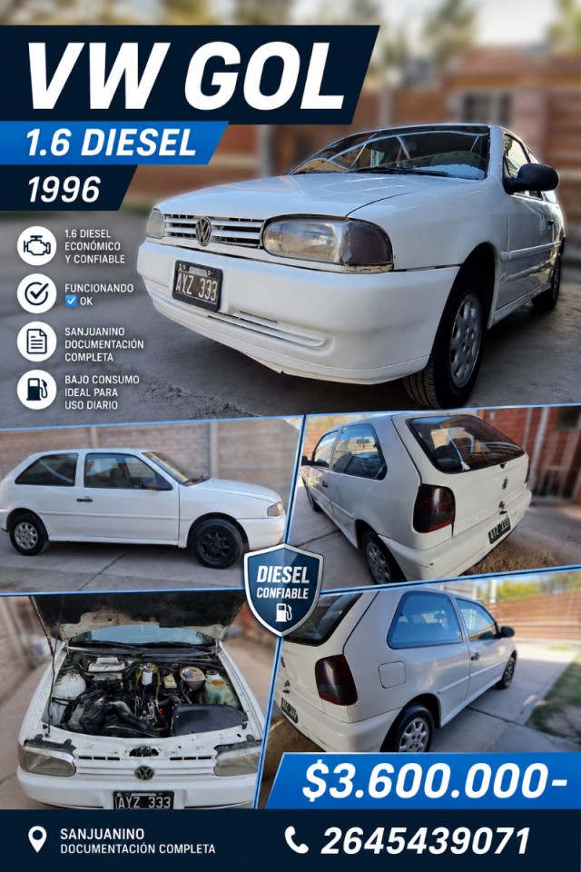 🟢 Volkswagen Gol 1.6 Diesel (1996) ‼️