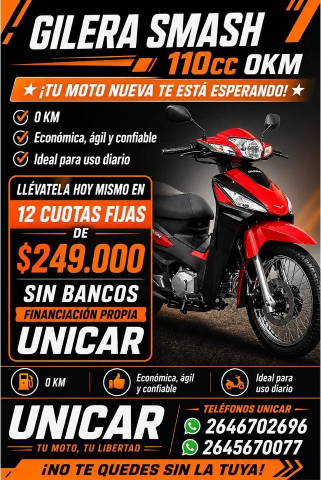 Gilera Smash 110 Okm 2026 Sin Bancos Ni Financieras