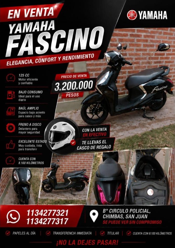 Yamaha Fascino 125 Cc Modelo 2021 Con 8100 Km