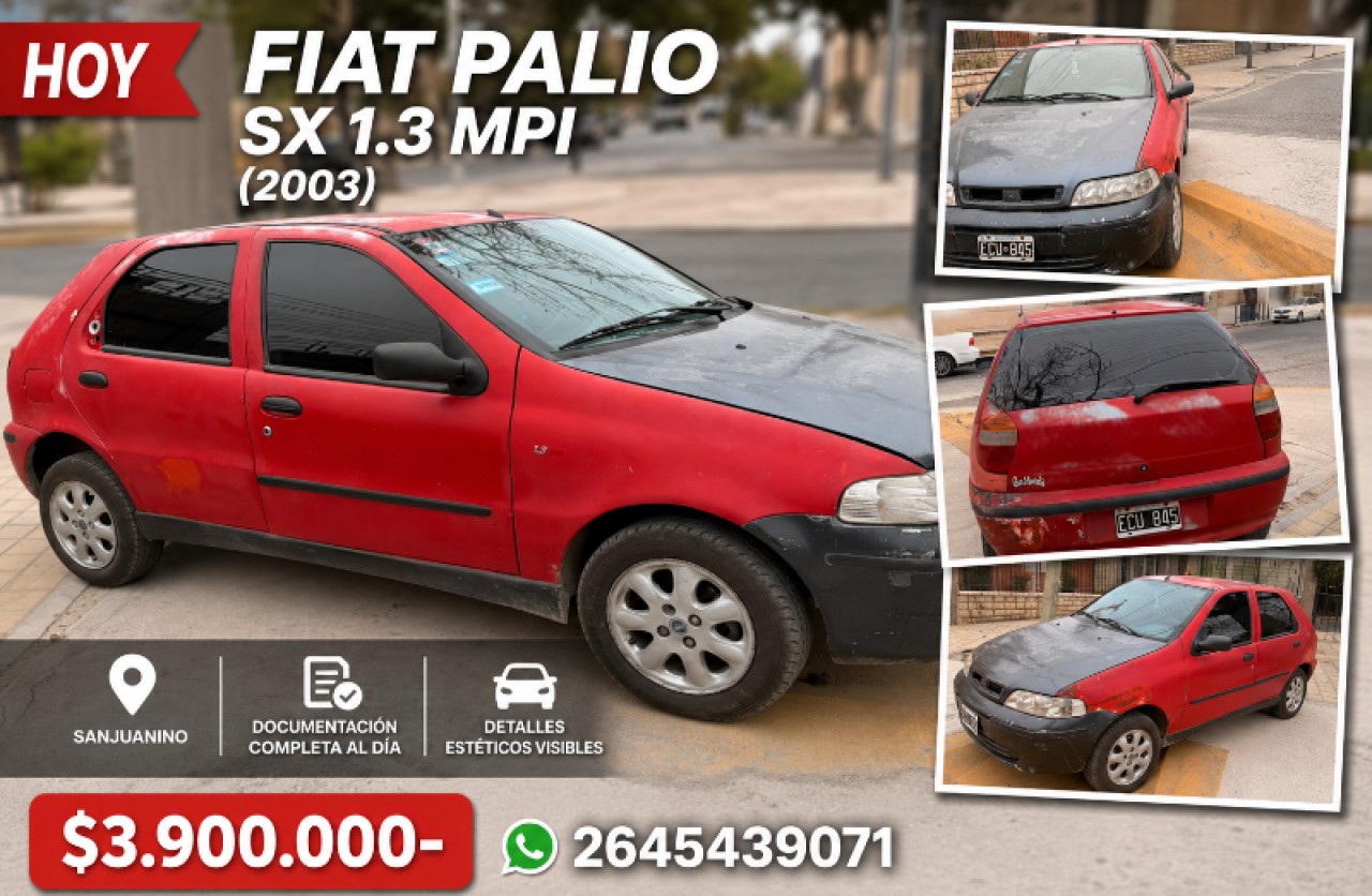 🪩 Fiat Palio Sx 1.3 Mpi Gnc (2003) Sanjuanino Documentación Completa Al Día Detalles Estéticos Visibles ‼️