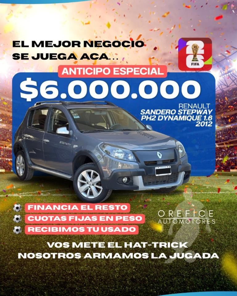 Renault Sandero Stepway 1.6 Dynamique 2012 - Anticipo $6.000.000 Y Cuotas Fijas En Pesos 🔥