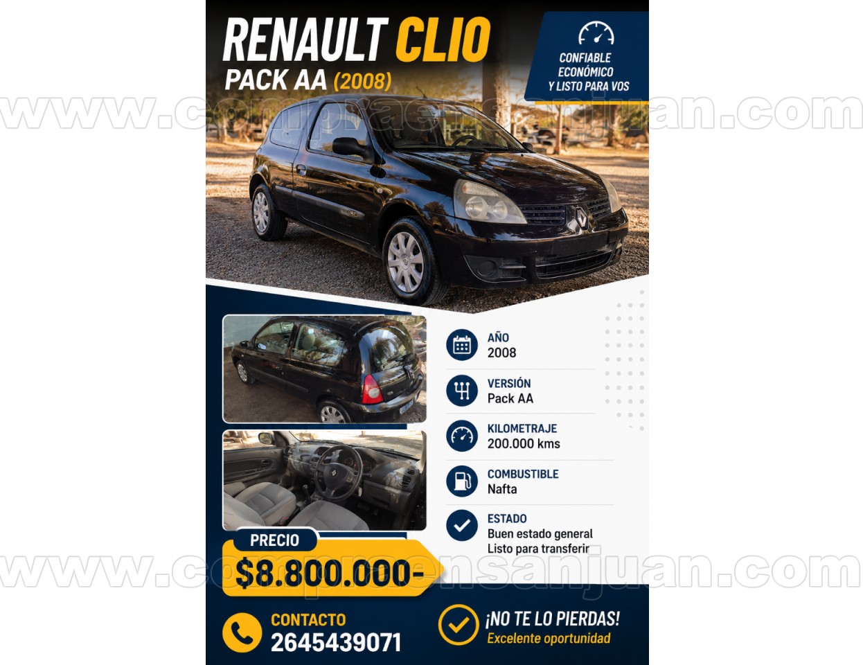 ☄️ Renault Clio Pack Aa (2008) Titular ‼️